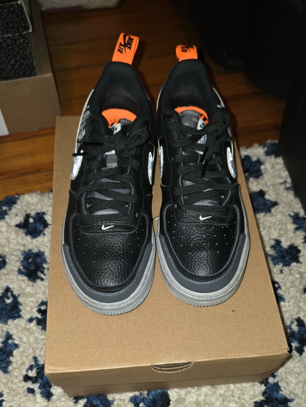 Nike Men’s Black & Orange Low-Top Sneakers with Gray Accents